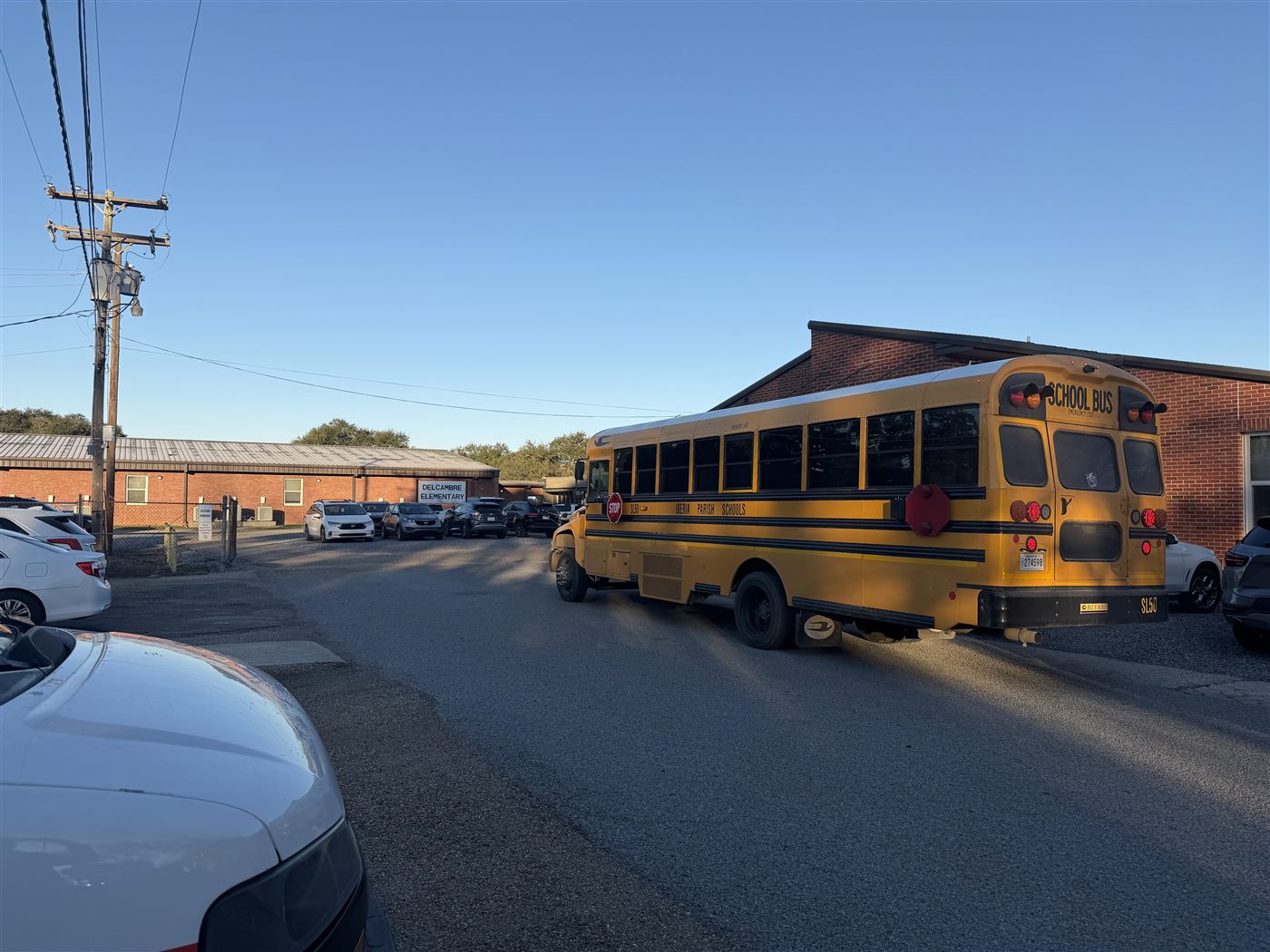 Morning arrival in Iberia Parish at Delcambre Elementary